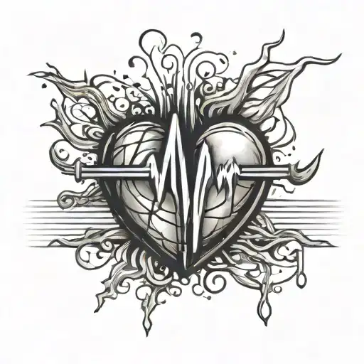 Heartbeat Line Tattoo Design