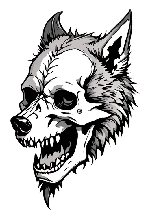 Viking Skull And Wolf