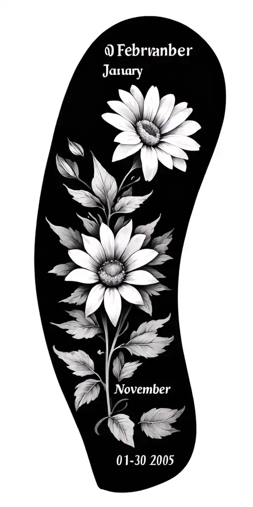 January February July November December Birth Flower And Memorabilia With Date 01-30-2005