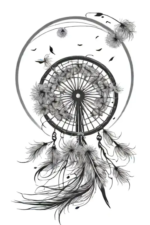 Dandelion Seeds Blowing In Wind To Turn Into Dreamcatcher