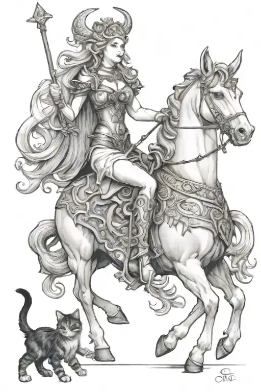 Goddess Freya Pulled By Cat Chariot Getting Pulled