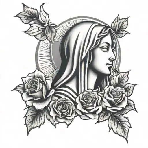 Virgin Mary With Roses
