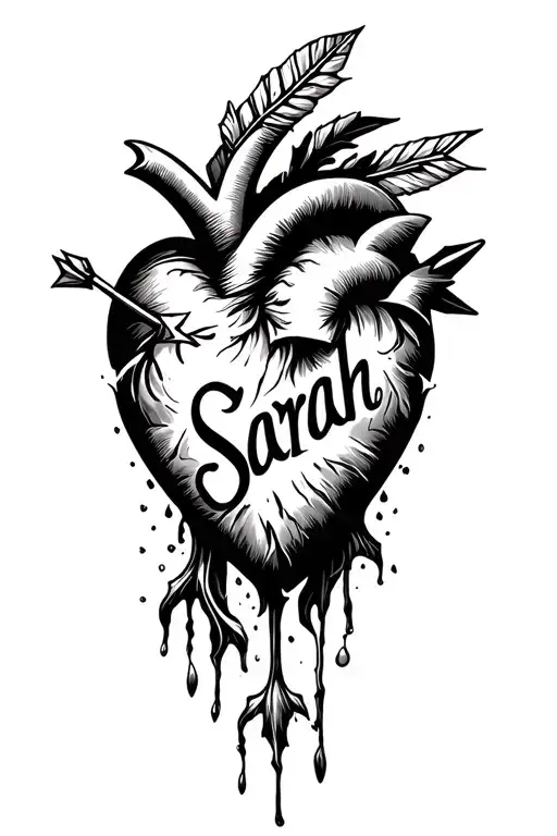 A Heart With The Words Sarah With An Arrow Thought The Heart