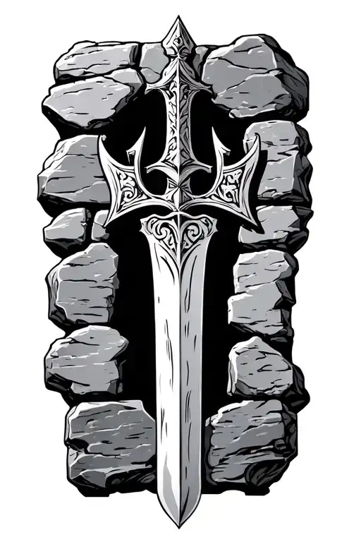 Excalibur Stuck In Stone Being Pulled