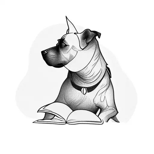 A Silhouette Of A Dog Reading A Book In A Forest