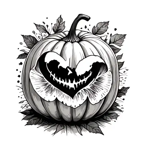 Fine Line Small Heart And Half A Pumpkin Memorial