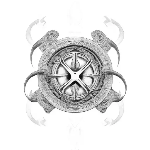 A Vintage Car With Viking Symbols And Runes