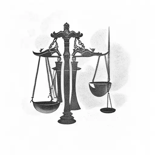 Scales Of Justice With Broken Hammer