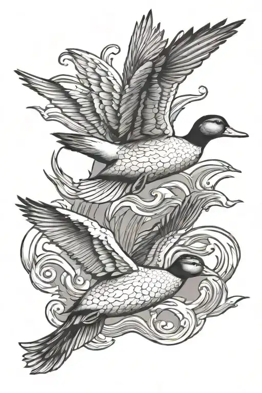 Ducks Flying Fish Swimming