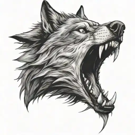 Scary Wolf Head Sideways The Photo