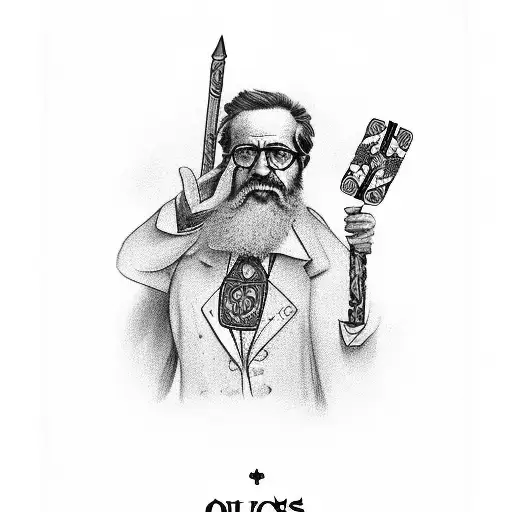 Page Of Clubs Tarot Card With The Orixa Xango And The Writer Machado De Assis