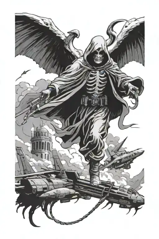 Grim Reaper Background With Ac-130 Firing In Foreground