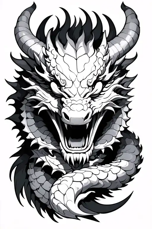 Bone Dragon Wrapped With Japanese Oni Mask