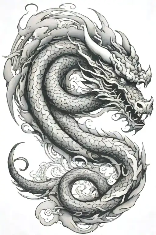 Serpentine Dragon Made Of Clouds Forming