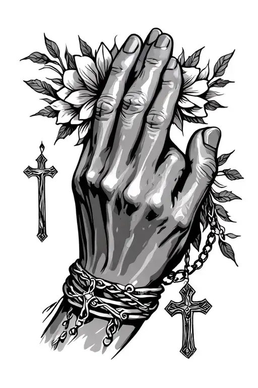 Praying Hands With Cross Necklace