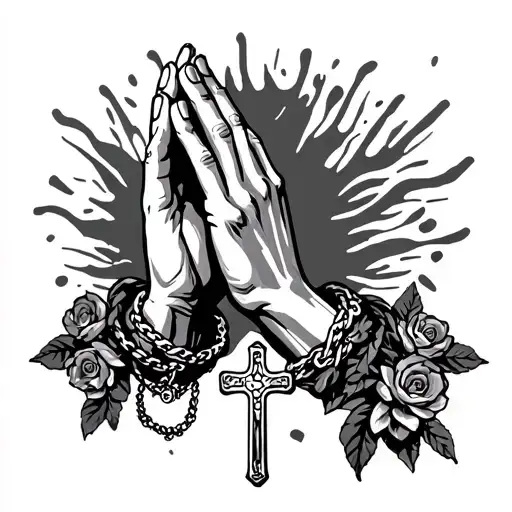 Praying Hands With Cross Necklace