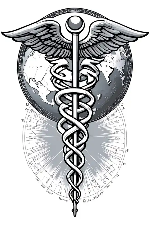 The Caduceus Symbol Stick Head With Flat Earth Diagram
