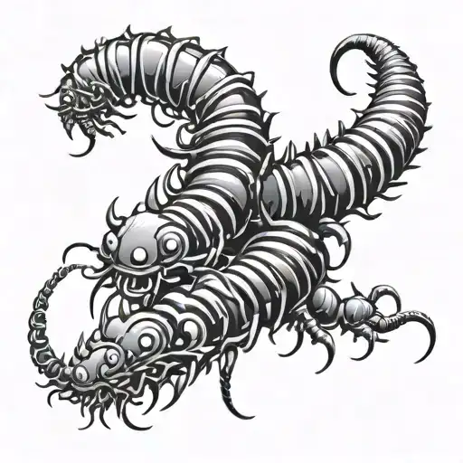 Black And White Centipede Crawling In Circles