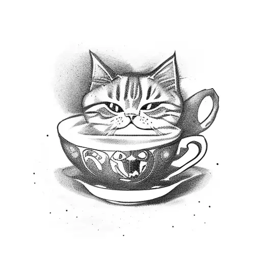 Magical Cat Brewing A Potion In A Teacup