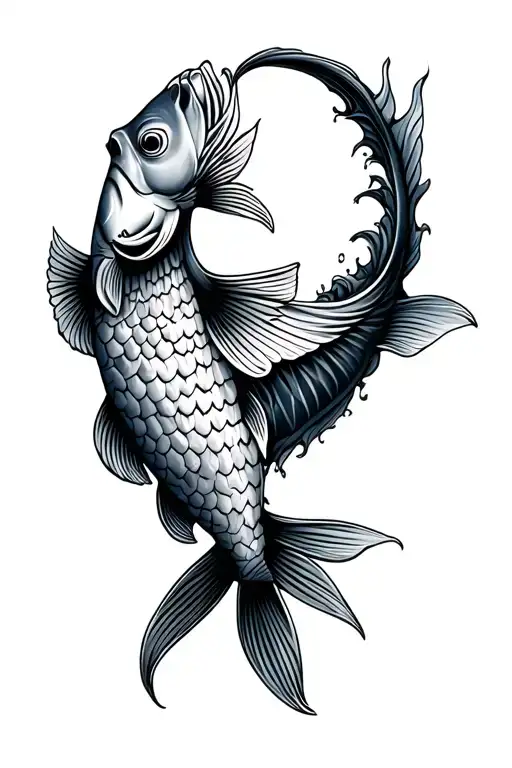 Carp Fish With Waves