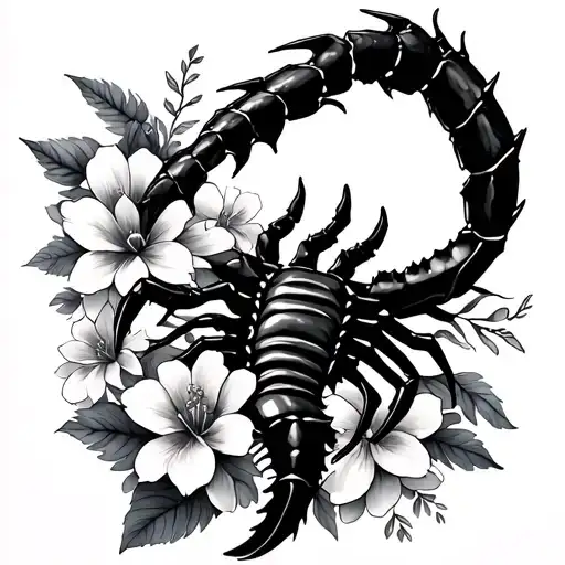 Scorpio Symbol Integrated With Flowers And The Wodk Mia Jo