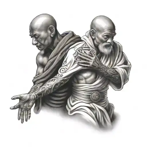 Monk Holding The Diamond And Heaven Holding Hands