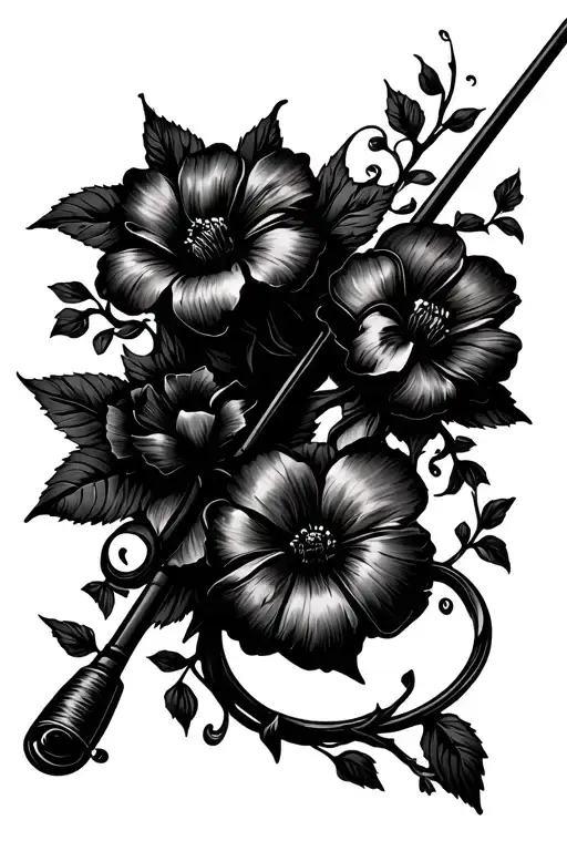 Fishing Pole With Flower Vine