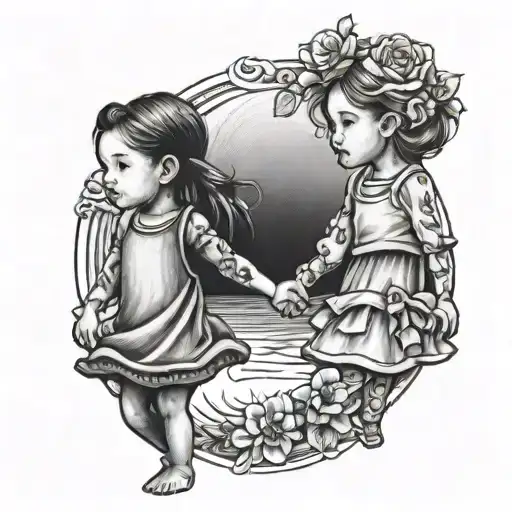 Little Girls Holding Hands Spinning