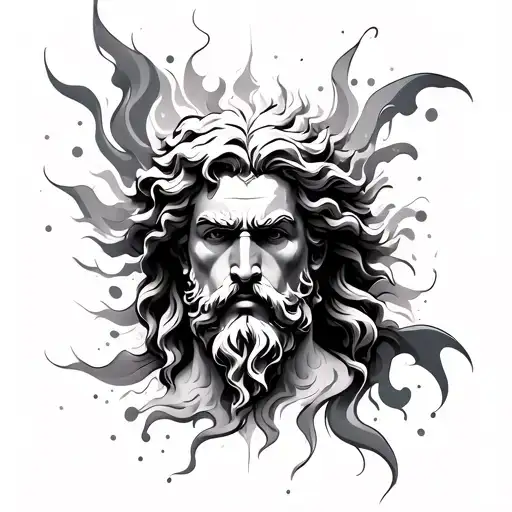 Abstract Tattoo Of Zeus On Leg