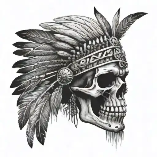 Apache Skull Headdress Being Worn