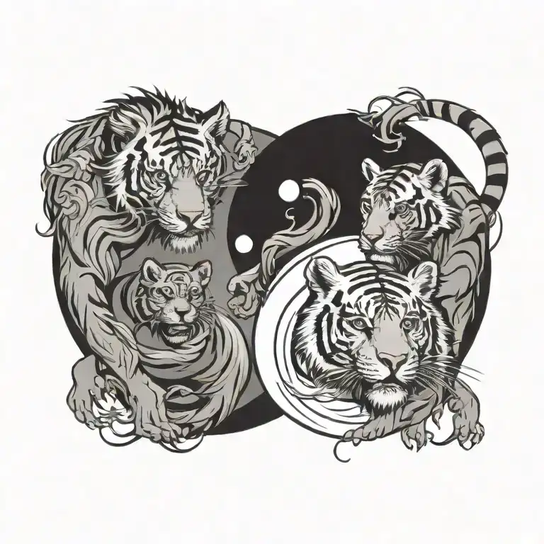 Ying Yang Monkey And Tiger