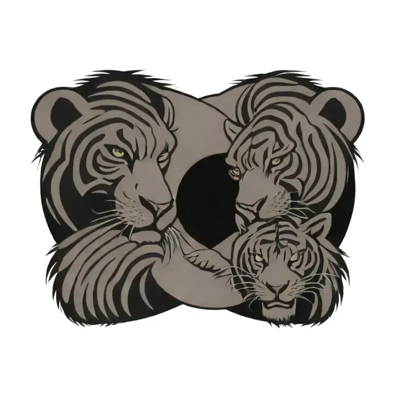 Ying Yang Monkey And Tiger