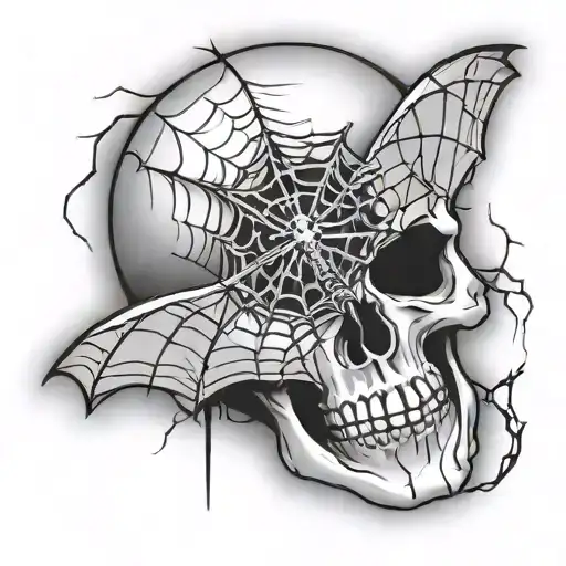 Memento Mori Skull With A Spider Web Surrounding It