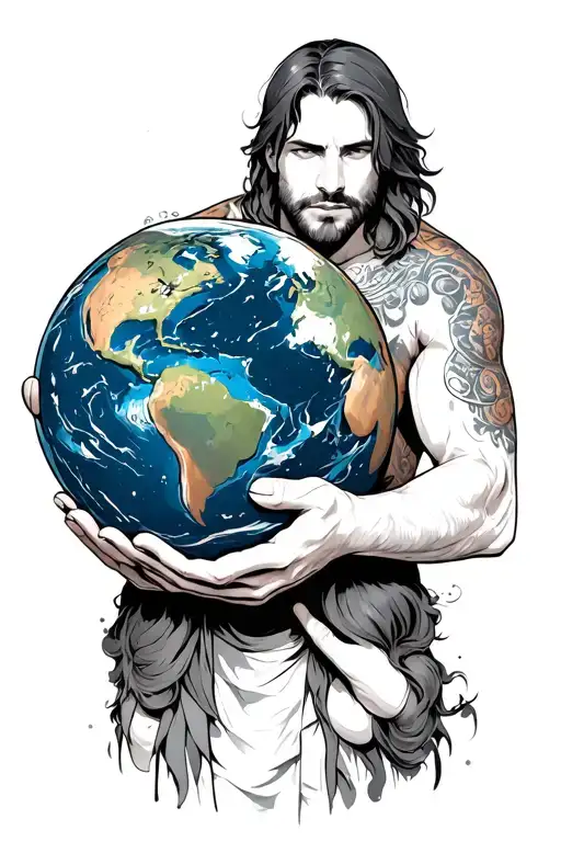 Atlus As A Father Holding The Earth For His Kids