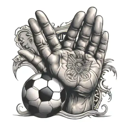 A Mystical Interpretation Of The Fatima Hand Holding A Soccer Ball