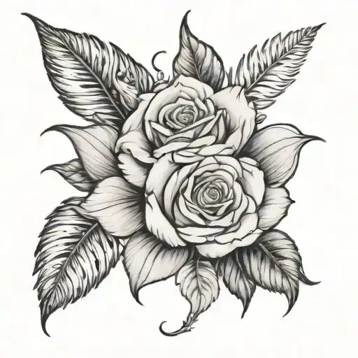 Half Sleeve Tattoo Of Rose With Jungle Surrounding