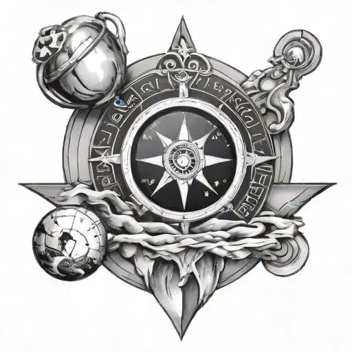 Aquarius Sitting On A Rock Included Compass Surrounded