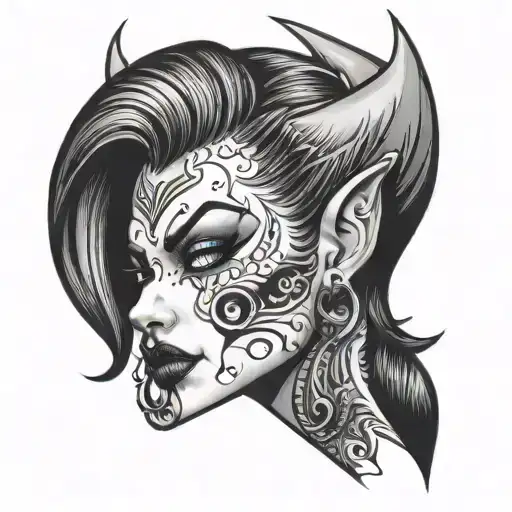 Pin Up Demon Girl Side Profile