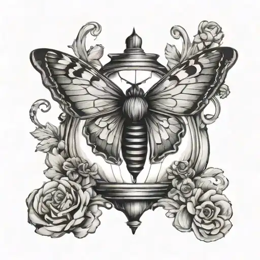 Moth And Victorian Lamp