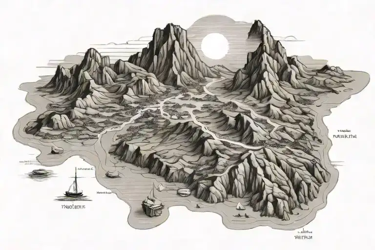 Madeira Map Mountain Sun Set