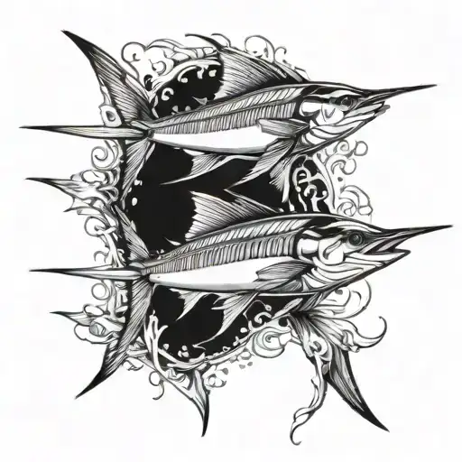 Two Marlin Fish Swimming Gracefully