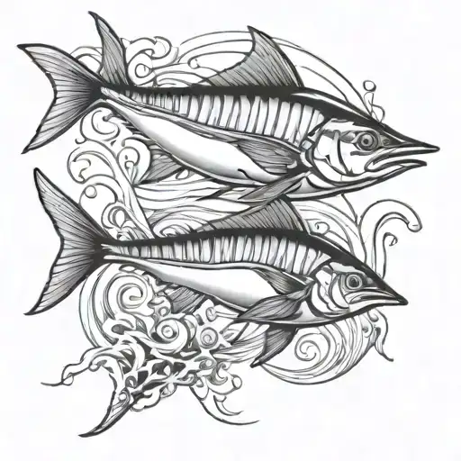 Two Marlin Fish Swimming Upstream