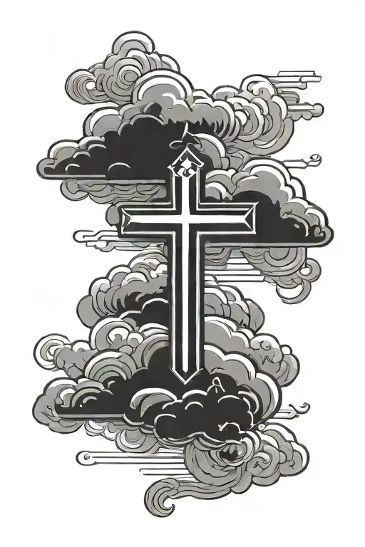 Cloud Background Black With Christian Cross