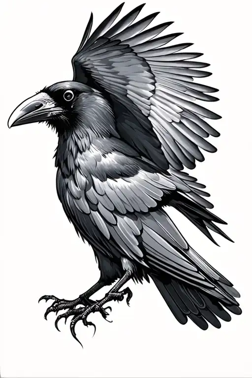 Raven And Dove Flying Bird