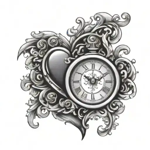 Heart Shaped Clock With Scrollwork
