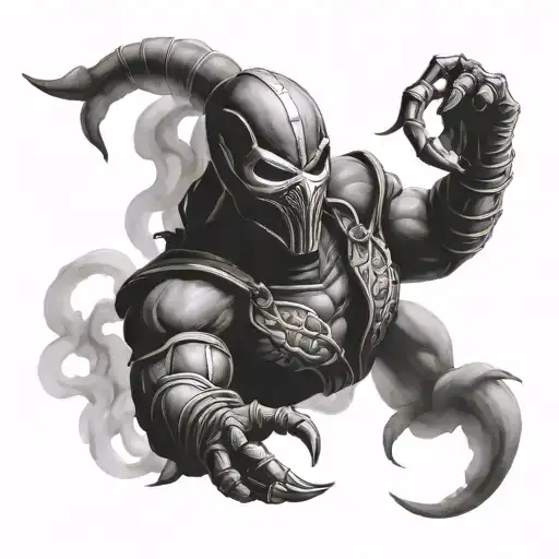 Scorpion From Mortal Kombat Covered By Smoke