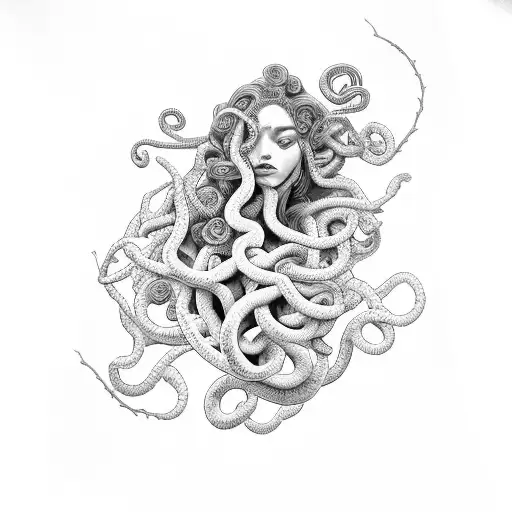 Medusa With Flowers Around
