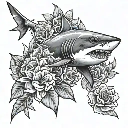 Shark And Flowers