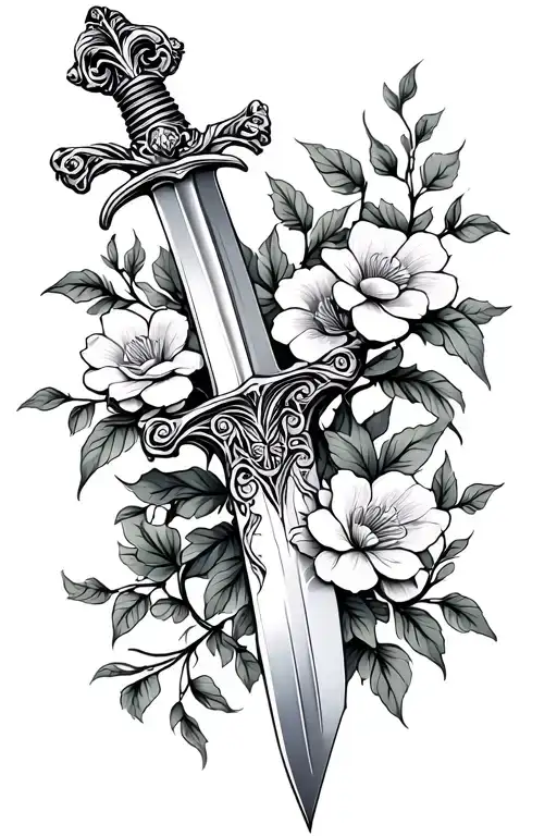 Sword With Flowering Vines Wrapping