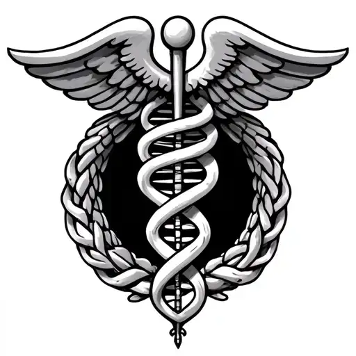 Caduceus With Dna Double Helix
